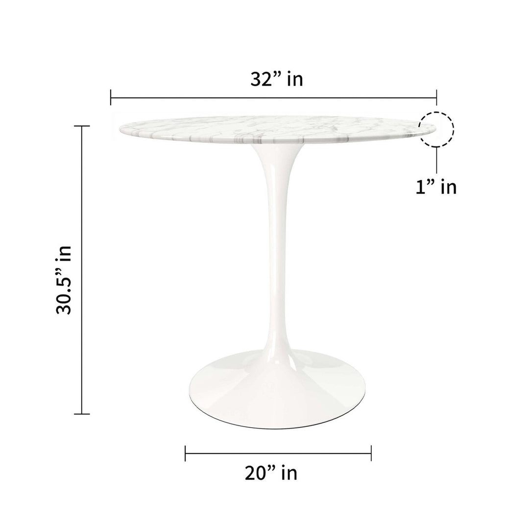 32" White Marble And Metal Dining Image 6