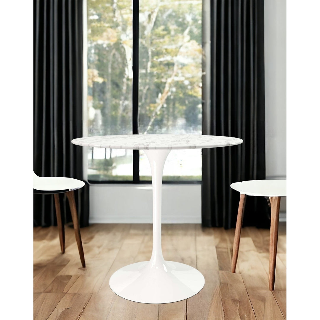 32" White Marble And Metal Dining Image 7