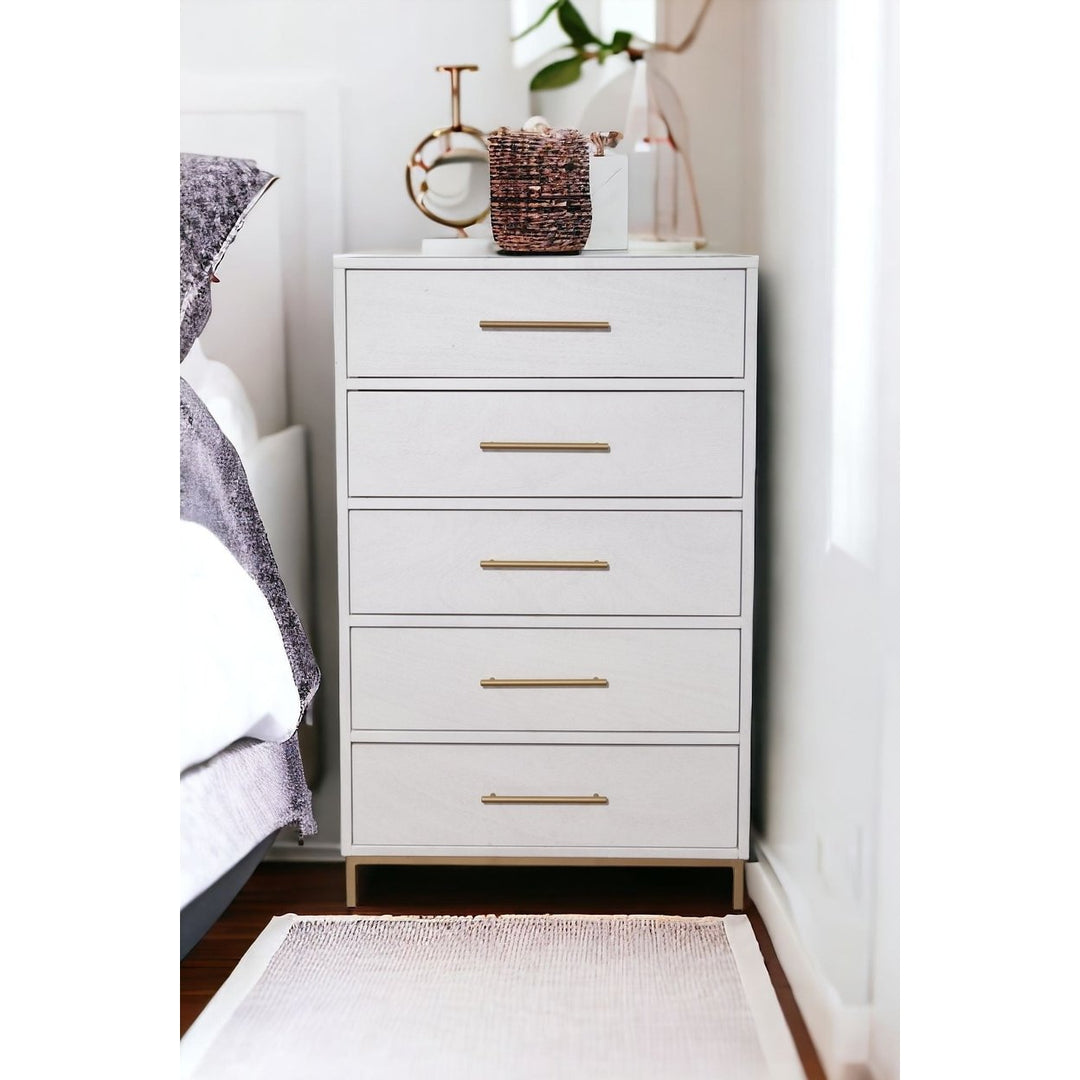 30" White Solid Wood Five Drawer Chest Image 7