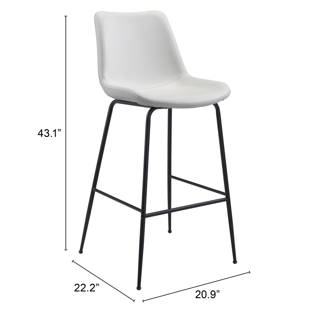 31" White And Black Steel Low Back Bar Height Bar Chair Image 1