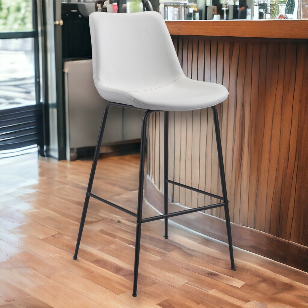 31" White And Black Steel Low Back Bar Height Bar Chair Image 2