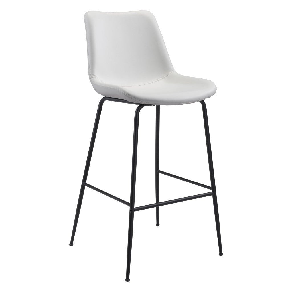 31" White And Black Steel Low Back Bar Height Bar Chair Image 3