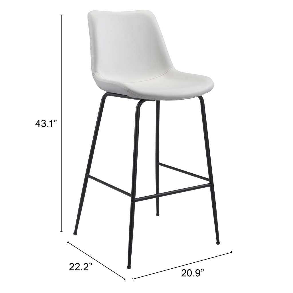 31" White And Black Steel Low Back Bar Height Bar Chair Image 6