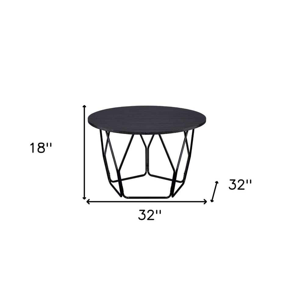 32" Black And Espresso Round Coffee Table Image 2