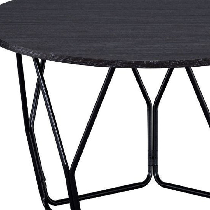 32" Black And Espresso Round Coffee Table Image 3