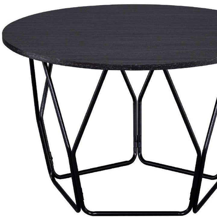 32" Black And Espresso Round Coffee Table Image 4