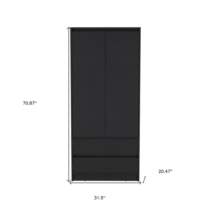 32" Black Two Drawer Combo Dresser Image 6