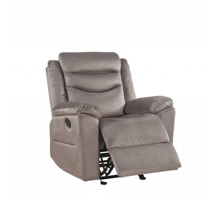 37" Brown Velvet Recliner Image 3