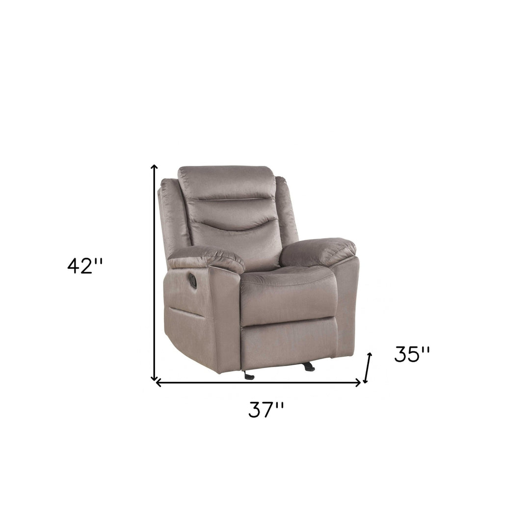 37" Brown Velvet Recliner Image 4