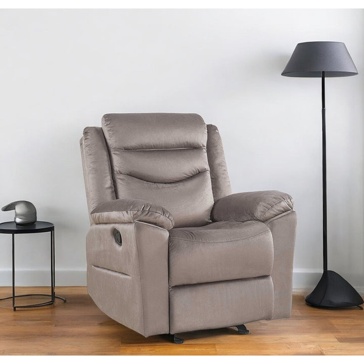 37" Brown Velvet Recliner Image 7