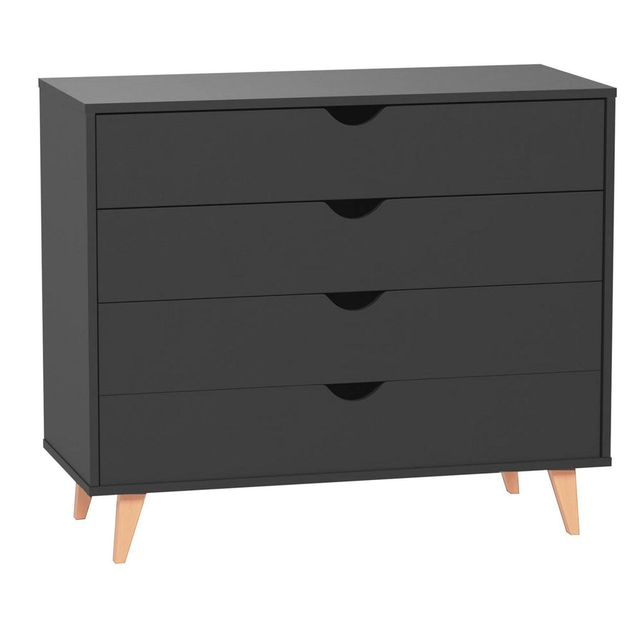 35" Black Solid Wood Four Drawer Dresser Image 1