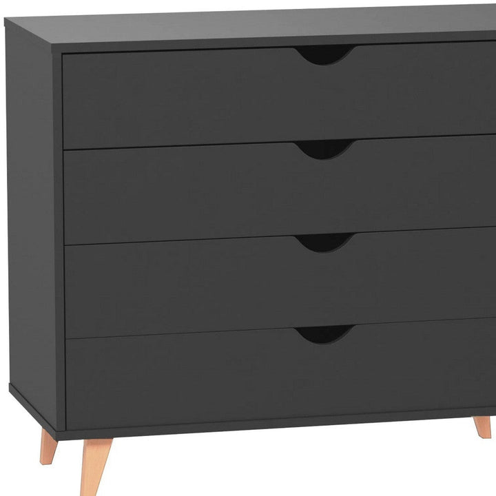 35" Black Solid Wood Four Drawer Dresser Image 11