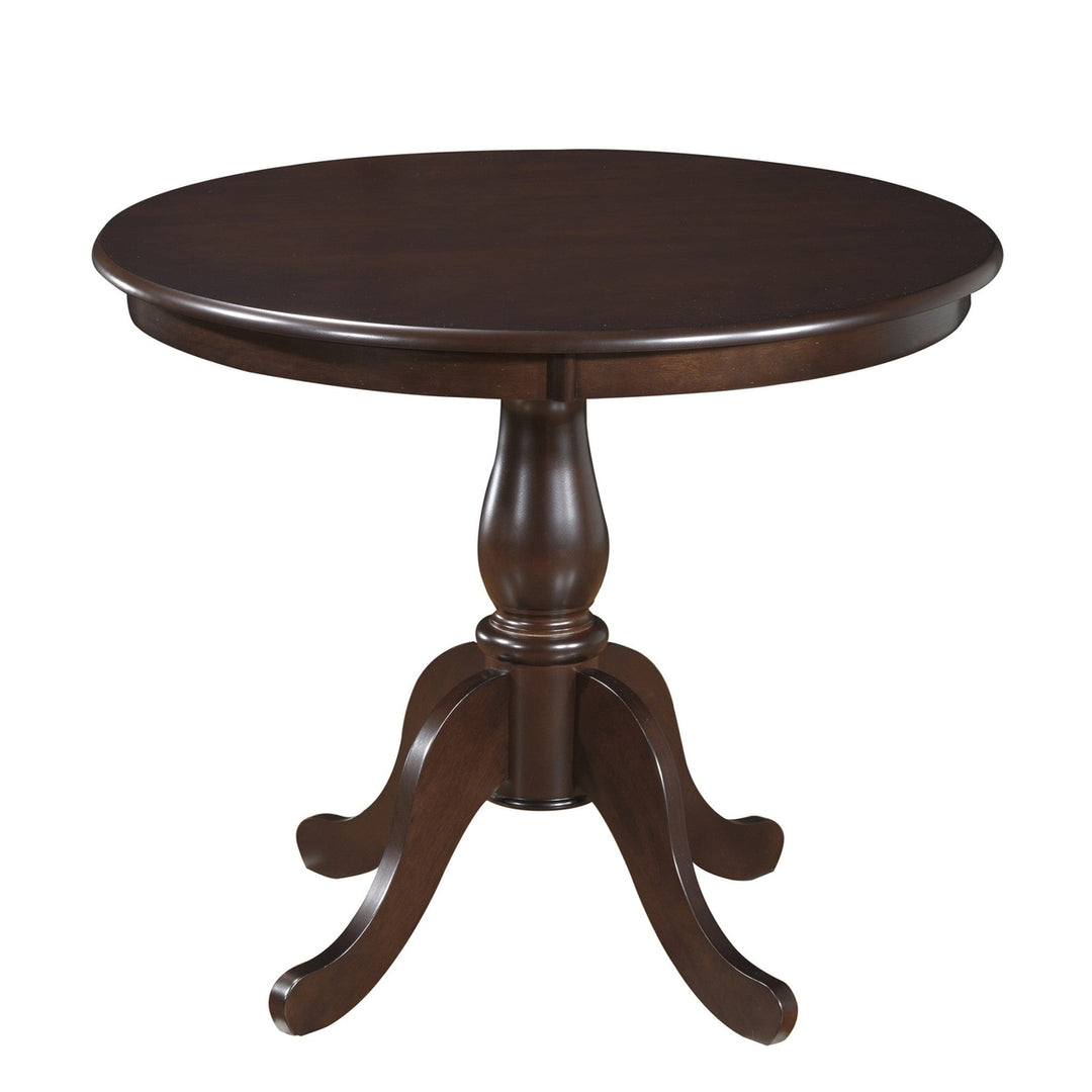 36" Espresso Rounded Solid Manufactured Wood And Solid Wood Pedestal Base Dining Image 1