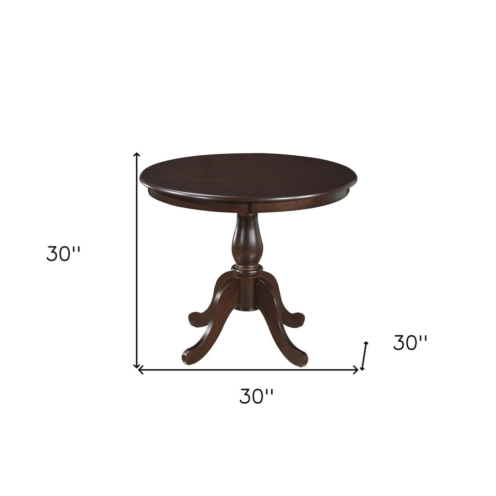 36" Espresso Rounded Solid Manufactured Wood And Solid Wood Pedestal Base Dining Image 2