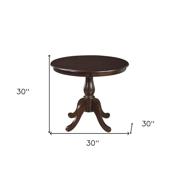 36" Espresso Rounded Solid Manufactured Wood And Solid Wood Pedestal Base Dining Image 2