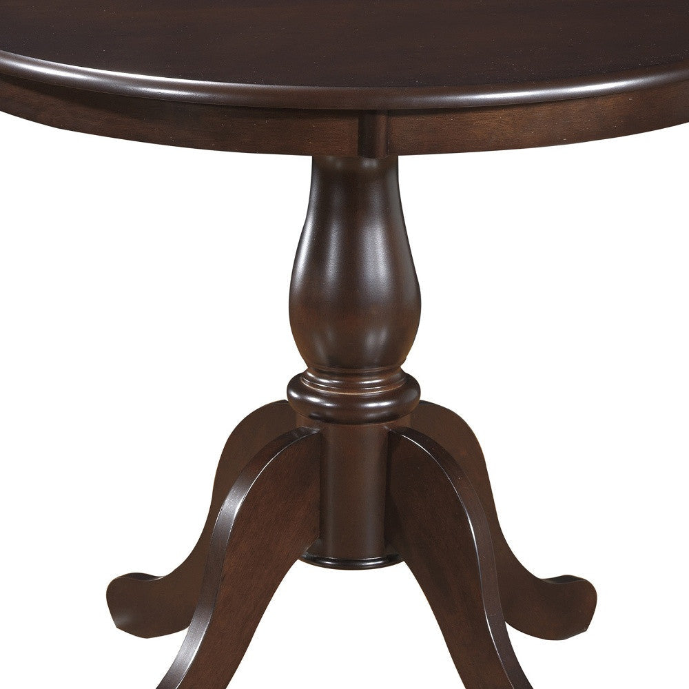 36" Espresso Rounded Solid Manufactured Wood And Solid Wood Pedestal Base Dining Image 3