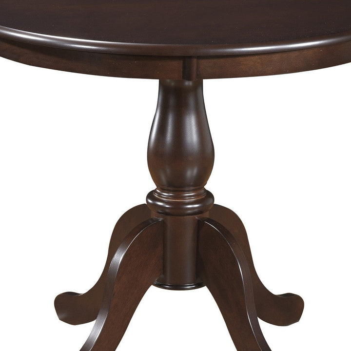 36" Espresso Rounded Solid Manufactured Wood And Solid Wood Pedestal Base Dining Image 3