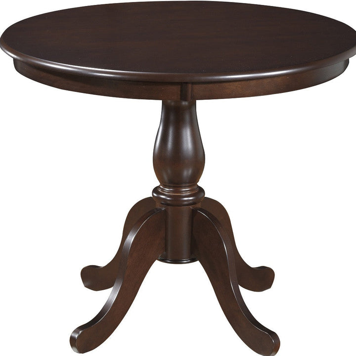 36" Espresso Rounded Solid Manufactured Wood And Solid Wood Pedestal Base Dining Image 4