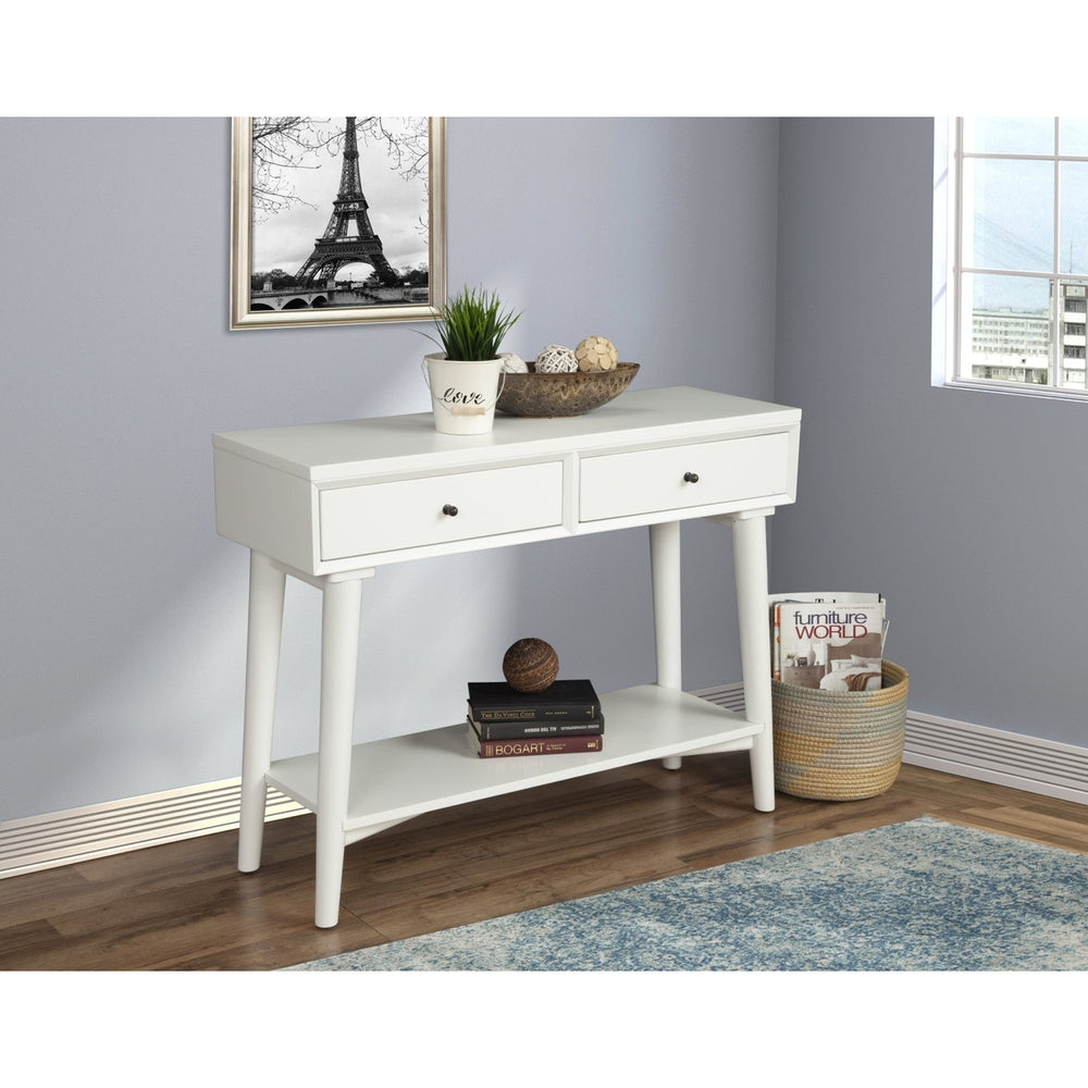 42" White Solid and Manufactured Wood Floor Shelf Console Table With Storage With Storage Image 2