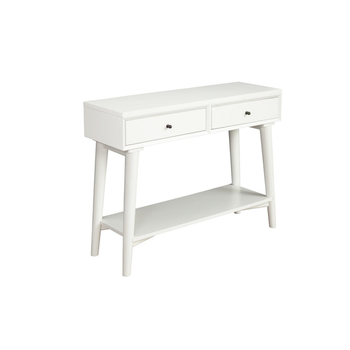 42" White Solid and Manufactured Wood Floor Shelf Console Table With Storage With Storage Image 3