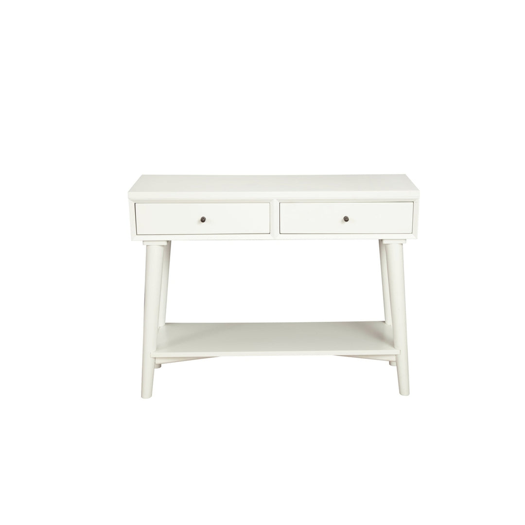 42" White Solid and Manufactured Wood Floor Shelf Console Table With Storage With Storage Image 4