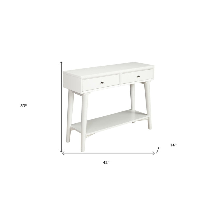 42" White Solid and Manufactured Wood Floor Shelf Console Table With Storage With Storage Image 6