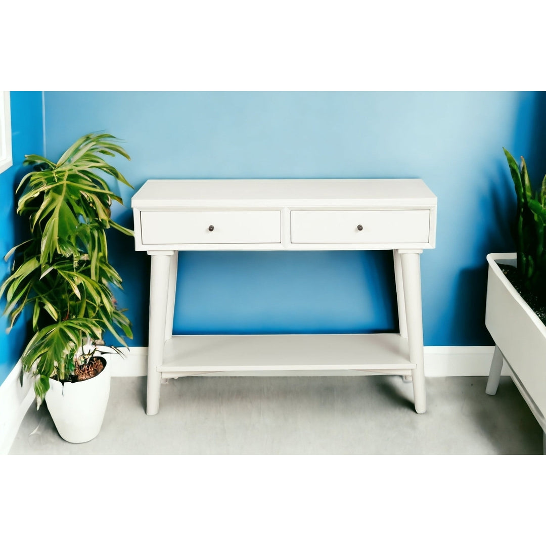 42" White Solid and Manufactured Wood Floor Shelf Console Table With Storage With Storage Image 7