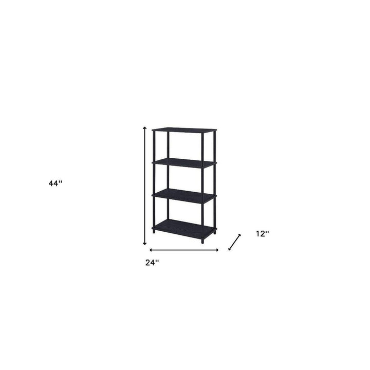 44" Black Metal Four Tier Etagere Bookcase Image 5