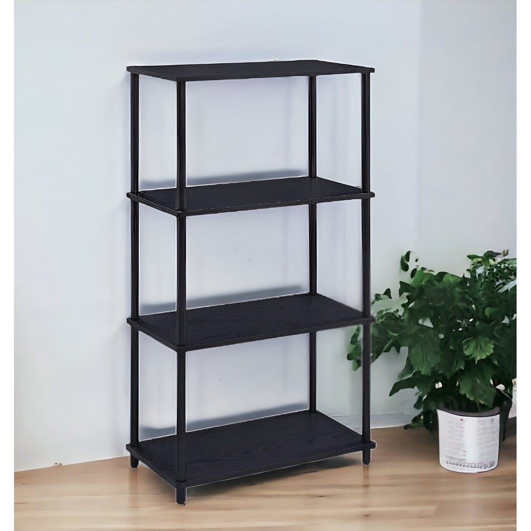 44" Black Metal Four Tier Etagere Bookcase Image 6