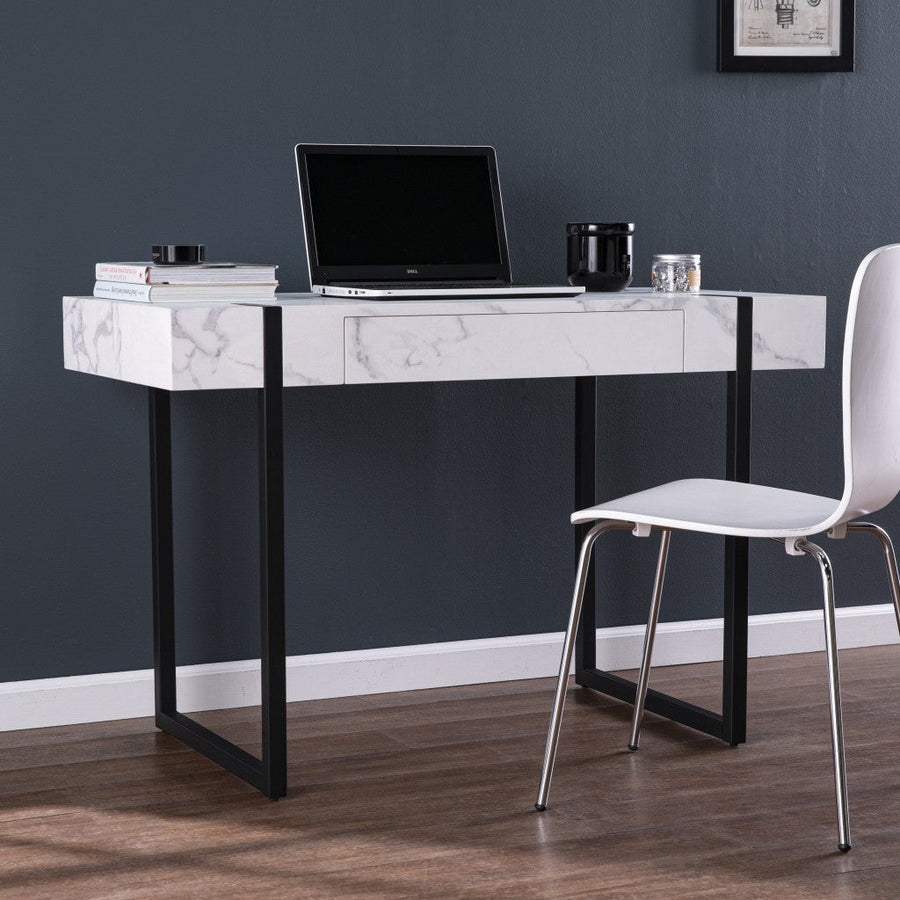 45" White And Black Writing Desk Image 1