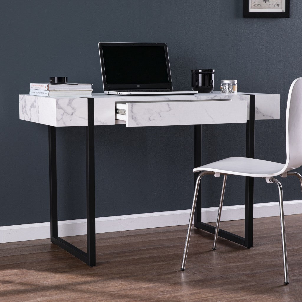 45" White And Black Writing Desk Image 3