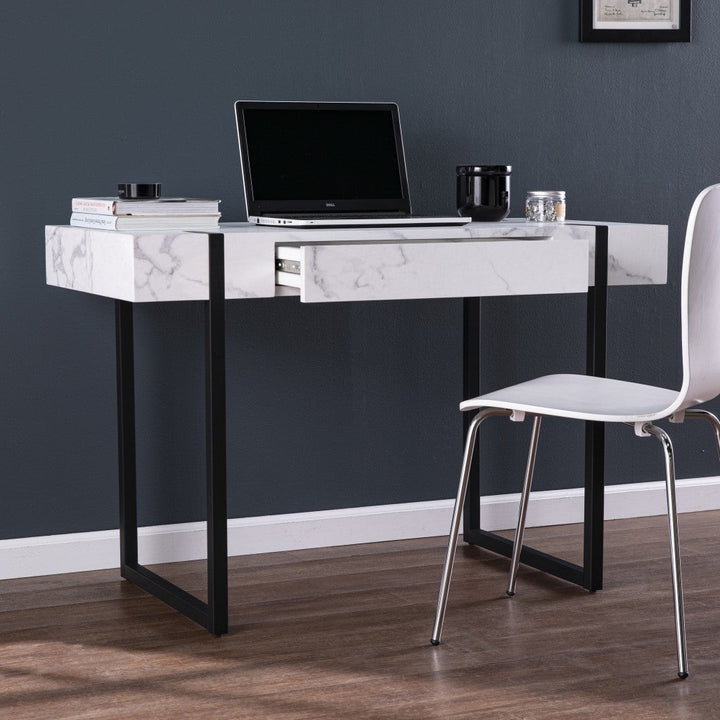 45" White And Black Writing Desk Image 3