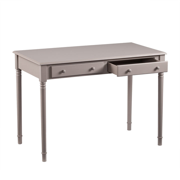 43" Gray Solid Wood Writing Desk With Two Drawers Image 4