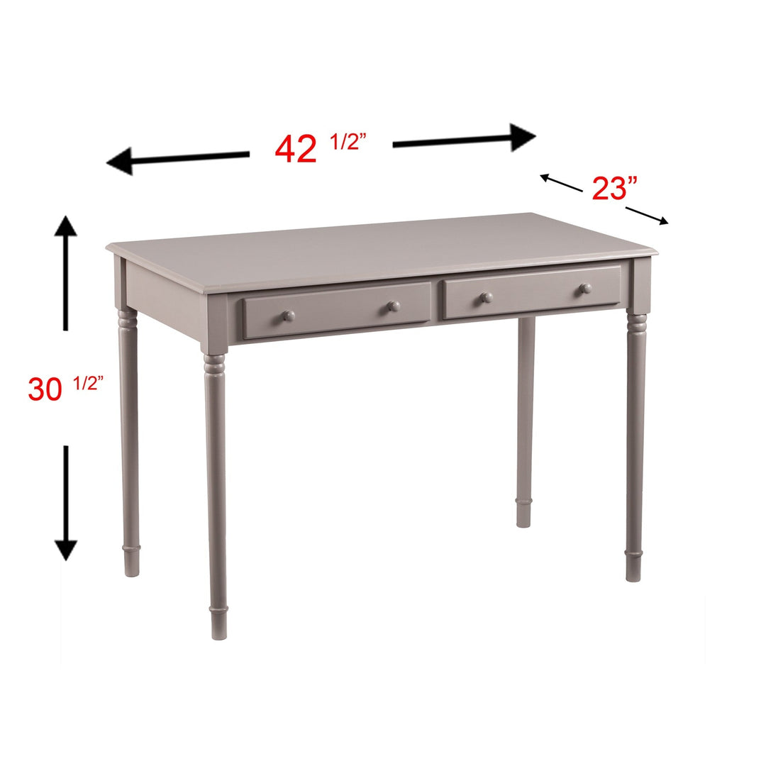 43" Gray Solid Wood Writing Desk With Two Drawers Image 6