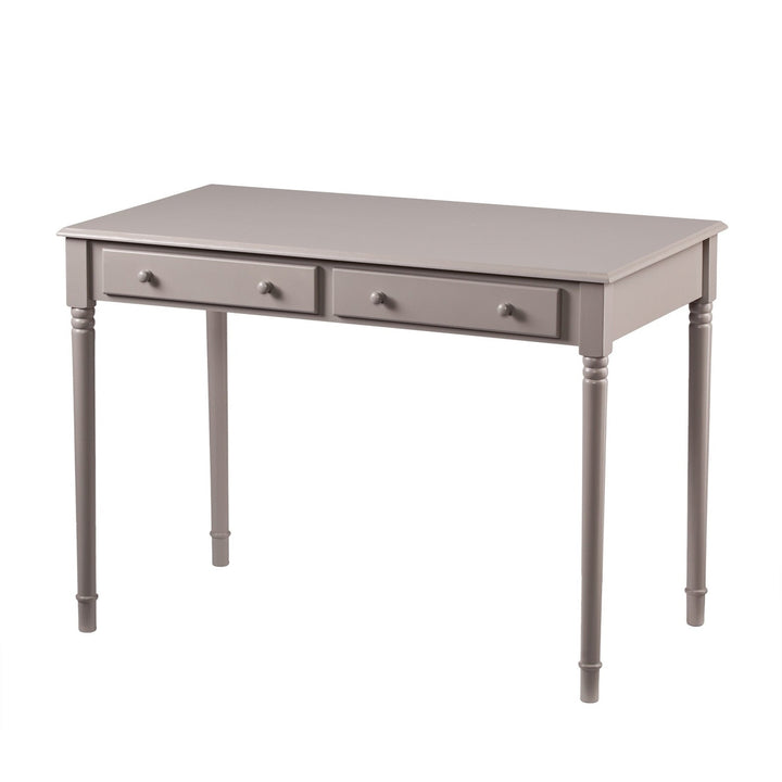 43" Gray Solid Wood Writing Desk With Two Drawers Image 9