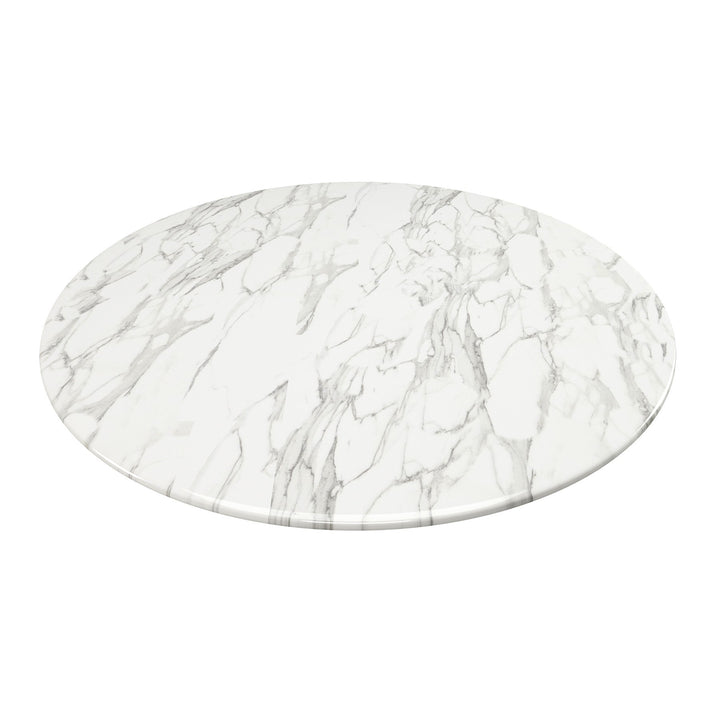 40" White And Gold Marble And Metal Dining Image 2