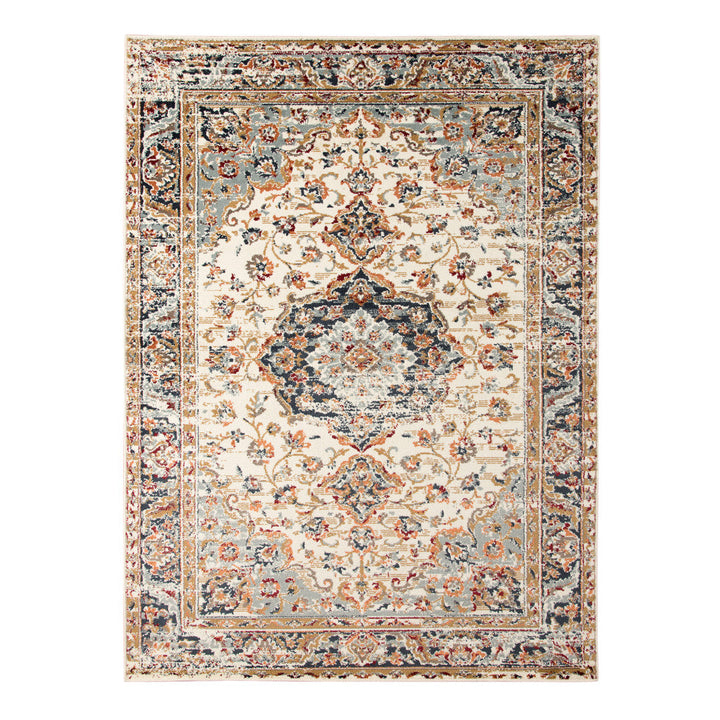 5 x 7 Ivory Medallion Power Loom Area Rug Image 11