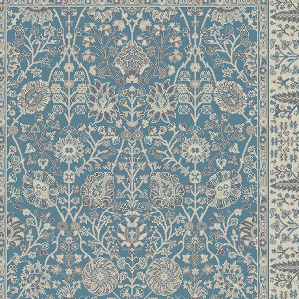 8 x 10 Gray and Ivory Oriental Area Rug Image 7