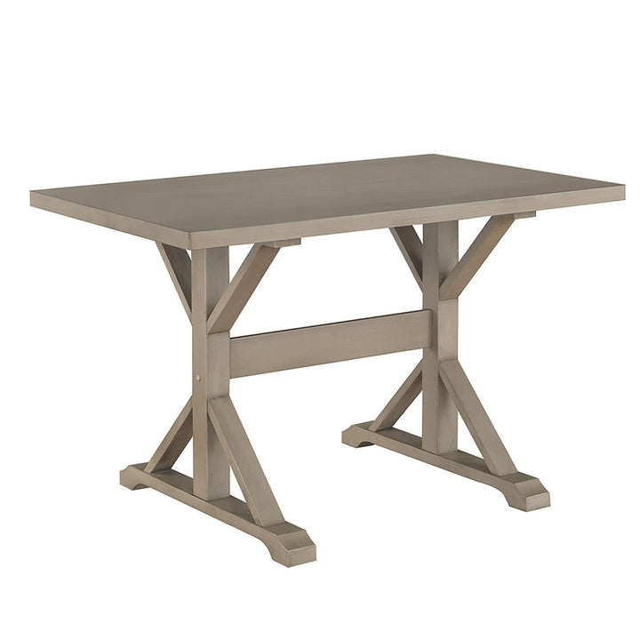 48" Gray Solid Wood Trestle Base Dining Image 1