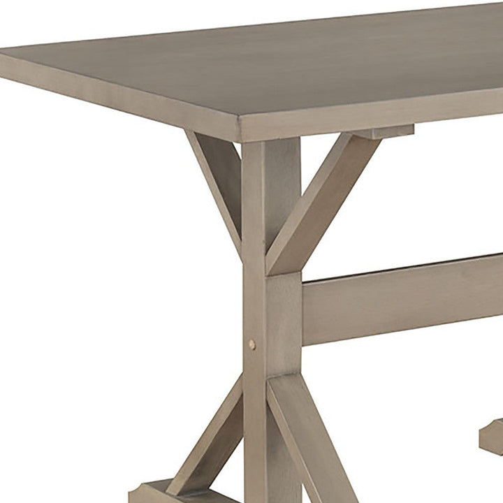 48" Gray Solid Wood Trestle Base Dining Image 2