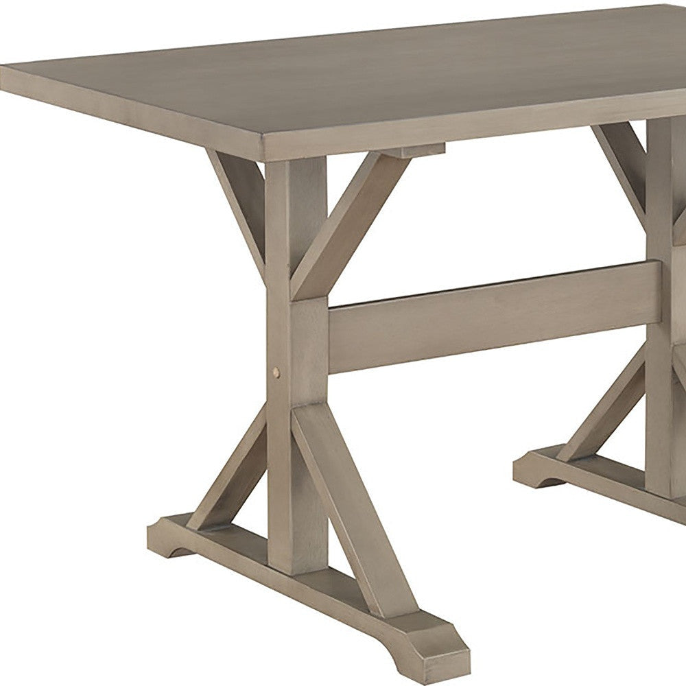 48" Gray Solid Wood Trestle Base Dining Image 3