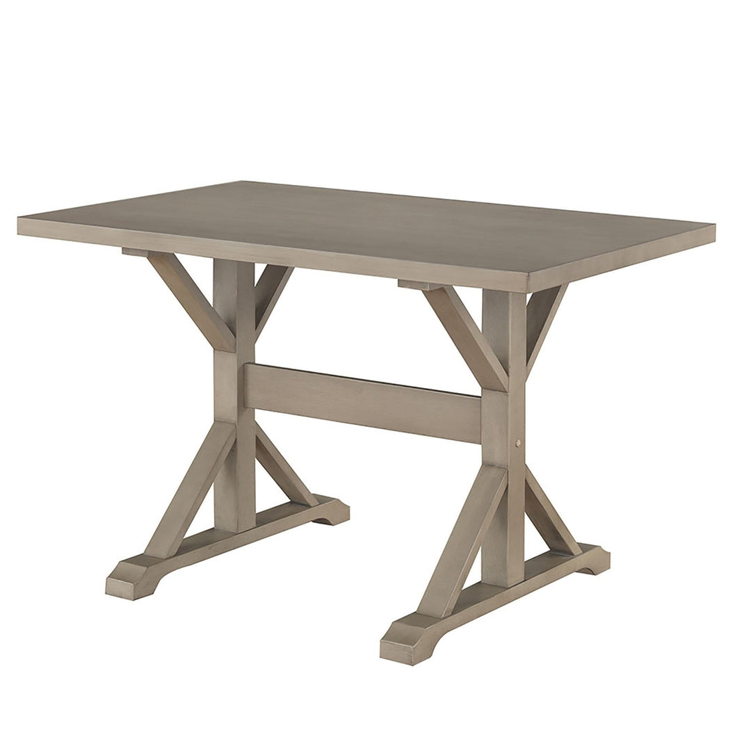 48" Gray Solid Wood Trestle Base Dining Image 4