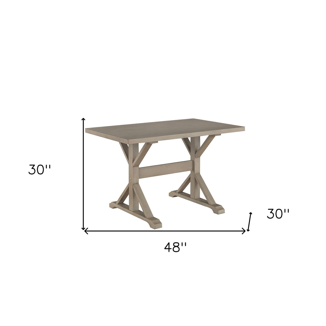 48" Gray Solid Wood Trestle Base Dining Image 5