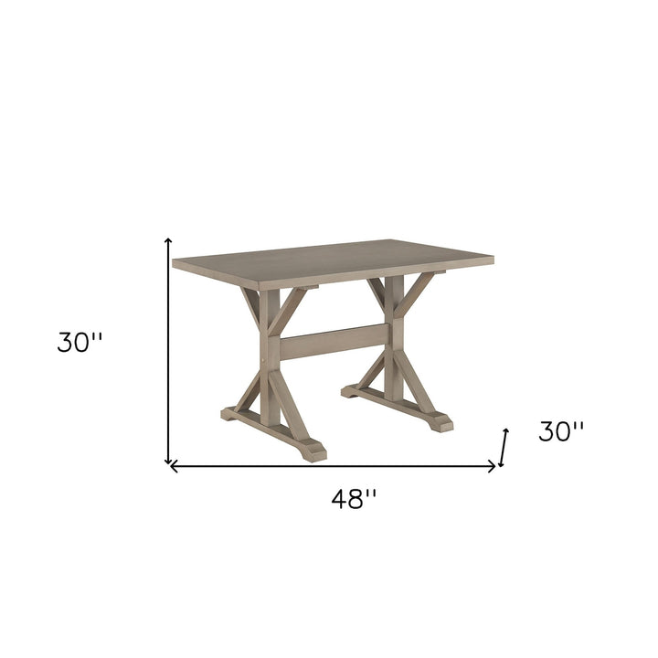 48" Gray Solid Wood Trestle Base Dining Image 5