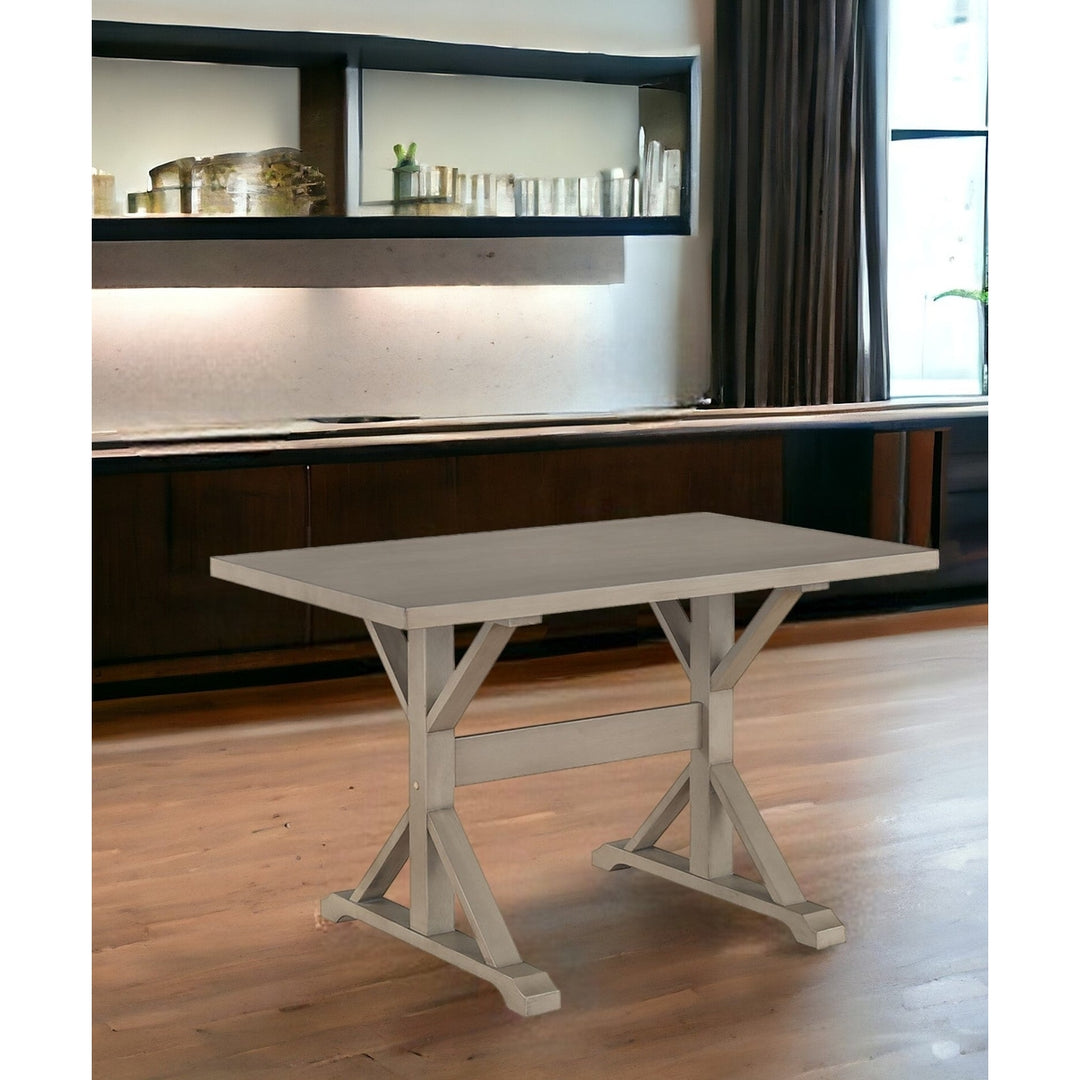 48" Gray Solid Wood Trestle Base Dining Image 6