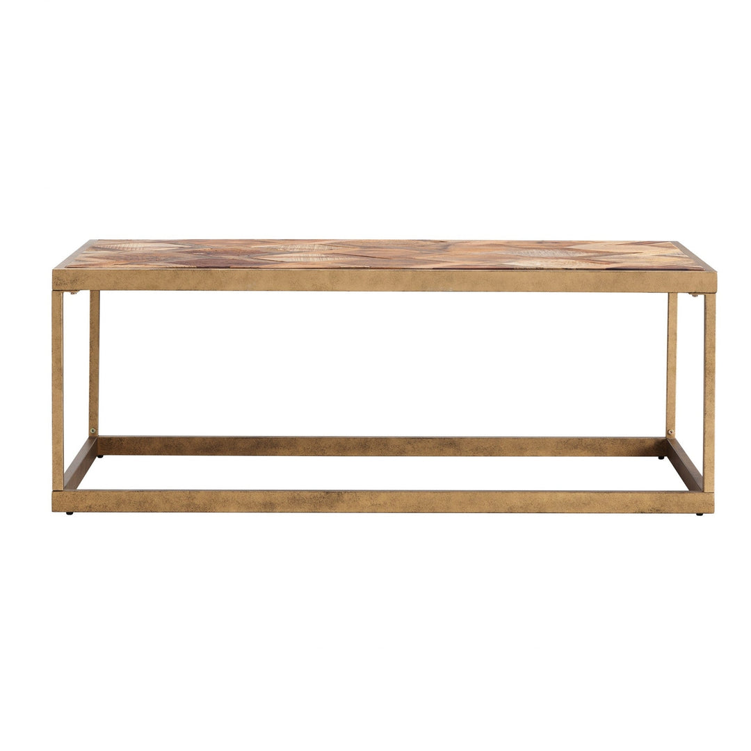 48" Natural And Natural Brown Solid Wood And Metal Rectangular Coffee Table Image 1