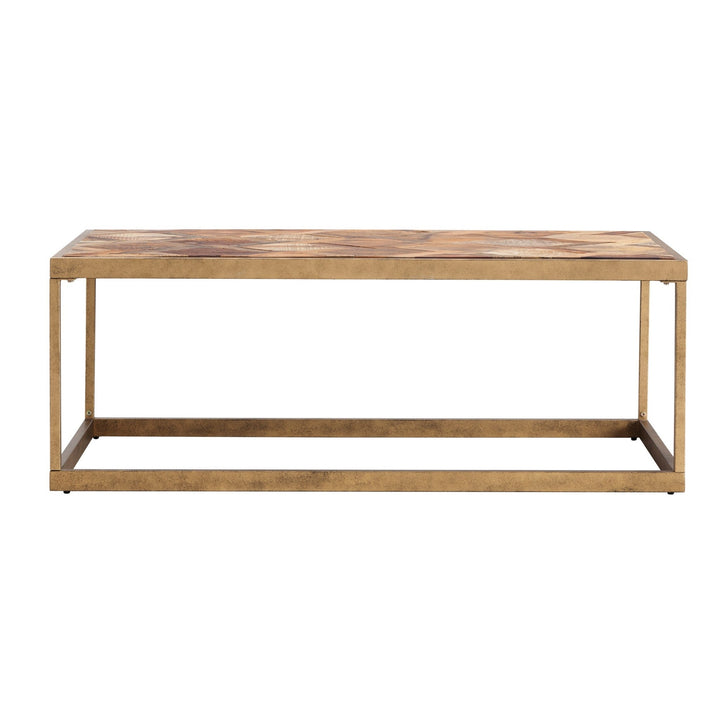 48" Natural And Natural Brown Solid Wood And Metal Rectangular Coffee Table Image 1