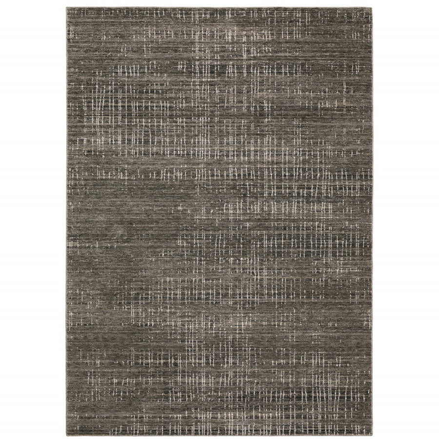 5 X 8 Charcoal Grey Grey Ivory Tan And Brown Abstract Power Loom Stain Resistant Area Rug Image 1