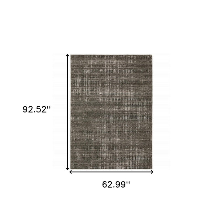 5 X 8 Charcoal Grey Grey Ivory Tan And Brown Abstract Power Loom Stain Resistant Area Rug Image 11