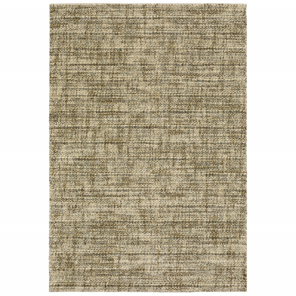 6 X 9 Beige Brown Tan And Blue Green Abstract Power Loom Stain Resistant Area Rug Image 1